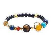 BEAMARKER Pulsera Del Sistema Solar para Mujer, Universo, Galaxia, Ocho Planetas, Estrella Guardiana, Cuentas de Piedra Natural, Regalo para Cumpleaños, Aniversario, Navidad, Accesorios de Joyería Cós