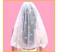BEAMARKER Velo de Novia Corto con Lazo, de Malla Blanca, Ideal como Diadema para Novia, Regalo de Dama de Honor, para Despedida de Soltera, Boda, Despedida de Soltera, con Peine de Plástico.