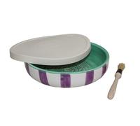 Beamel Home Plato Rallador Cerámica Hecho A Mano Diseño Decorativo Utensilio Cocina Arte Funcional Vajilla Artesanal (Esmeralda, G. Tapa Beich)