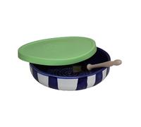 Beamel Home Plato Rallador Cerámica Hecho A Mano Diseño Decorativo Utensilio Cocina Arte Funcional Vajilla Artesanal (Costa Azul, G. Tapa Verde)