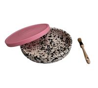 BEAMEL HOME Plato Rallador Cerámica Hecho A Mano Diseño Decorativo Utensilio Cocina Arte Funcional Vajilla Artesanal (galaxia, G. Tapa Rosa)