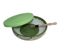 Beamel Home Plato Rallador Cerámica Hecho A Mano Diseño Decorativo Utensilio Cocina Arte Funcional Vajilla Artesanal (Raices, G. Tapa Verde)