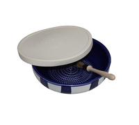 Beamel Home Plato Rallador Cerámica Hecho A Mano Diseño Decorativo Utensilio Cocina Arte Funcional Vajilla Artesanal (Costa Azul, G. Tapa Beich)