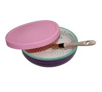 Beamel Home Plato Rallador Cerámica Hecho A Mano Diseño Decorativo Utensilio Cocina Arte Funcional Vajilla Artesanal (Esmeralda, M. Tapa Rosa)