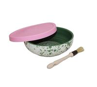 Beamel Home Plato Rallador Cerámica Hecho A Mano Diseño Decorativo Utensilio Cocina Arte Funcional Vajilla Artesanal (Jade, M. Tapa Rosa)