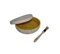 Beamel Home Plato Rallador Cerámica Hecho A Mano Diseño Decorativo Utensilio Cocina Arte Funcional Vajilla Artesanal (Canela, G. Tapa Beich)