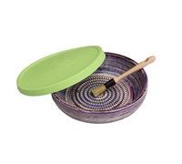 BEAMEL HOME Plato Rallador Cerámica Hecho A Mano Diseño Decorativo Utensilio Cocina Arte Funcional Vajilla Artesanal (Lavanda, G. Tapa Verde)