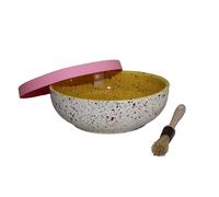 Beamel Home Plato Rallador Cerámica Hecho A Mano Diseño Decorativo Utensilio Cocina Arte Funcional Vajilla Artesanal (Canela, M. Tapa Rosa)