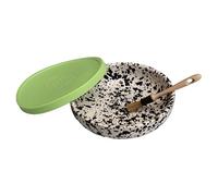 BEAMEL HOME Plato Rallador Cerámica Hecho A Mano Diseño Decorativo Utensilio Cocina Arte Funcional Vajilla Artesanal (Galaxia, G. Tapa Verde)