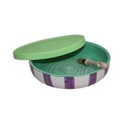 Beamel Home Plato Rallador Cerámica Hecho A Mano Diseño Decorativo Utensilio Cocina Arte Funcional Vajilla Artesanal (Esmeralda, G. Tapa Verde)