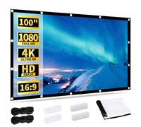 Beamer Leinwand 100 Zoll Projektionsleinwand, 16: 9 HD Tragbare Faltbar Anti-Falten Projektion leinwand 221 x 125 cm, Doppelseitige Projektion Bildschirm für Heimkino, Schule, Treffen und Camping