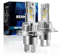 BEAMFLY Bombillas LED H4, 100W 30000LM 9003 HB2 Bombilla de Faro, 6500K Blanco Frío IP68 Impermeable Luz de Niebla, 1:1 Tamaño H4 LED Halógeno Reemplazo, Plug and Play, Paquete de 2 (H4-30000LM)