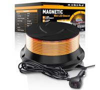 BEAMFLY Luz estroboscópica LED ámbar, 12V-24V 45 LED luz de advertencia, con base magnética y cable recto 3M para camión quitanieves, vehículo, carretilla elevadora, tractor, carrito de golf