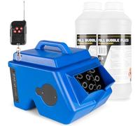 BeamZ B1500 máquina de burbujas profesional con 2L de líquido incluido, doble rueda, 2 ventiladores, control remoto, depósito 2L, ideal para fiestas, eventos y espectáculos
