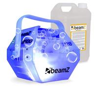 BeamZ B500LED - Máquina de burbujas con LEDs multicolor + 5L de líquido incluidos, diseño compacto, efecto visual sorprendente, ideal para fiestas, eventos infantiles y espectáculos