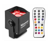 BeamZ BBP44 - Foco Uplight Par 4 leds x 4W con Batería, certificación IP65, control por DMX, Luz de Discoteca, Fiestas y Escenarios, incluye Mando a Distancia, color Negro