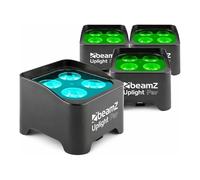 BeamZ BBP90 Pack 4 focos PAR LED con batería RGB-UV | Control inalámbrico EazyLink, batería integrada, iluminación RGBAW-UV, para bodas y eventos