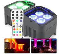 BeamZ BBP94 - Pack de 2 Focos LED recargables, uplight DMX, foco par Led de 40W RGBAW-UV, iluminación de escenario, efectos de iluminación, mando a distancia, luz de discoteca, luz de fiesta.