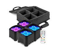 BeamZ BBP94W Pack 4 focos PAR LED con batería WDMX y flightcase | Seis focos con batería, WDMX integrado, maleta acolchada, para grandes eventos