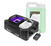 BeamZ BLAZE1800 - Máquina de humo profesional 1800W con LEDs RGBA, DMX 8 canales, doble mando, depósito 2,8L, control remoto, calentamiento rápido, efectos visuales, incluye líquido de humo