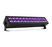 BeamZ BUV243 - Barra LED UV Blacklight 24 x 3W con control DMX función estroboscópica 390-410nm ángulo 65° modo sonido automático iluminación UV profesional para eventos escenarios, color negro