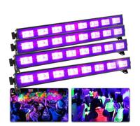 BeamZ BUV93 - Pack de 4 barras LED de luz negra UV con 8 LEDs de 3W cada una, efecto UV de alta intensidad, ideal para fiestas de neón, decoració fluorescente i ambients de discoteca o espectacle