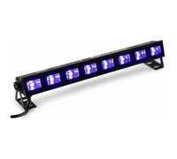 BeamZ BUVW83 - Barra LED UV y blanco cálido 2 en 1, 8 x 3W efecto blacklight y wash, conmutador integrado, plug and play, sin DMX, iluminación para DJ, eventos, bares y discoteca, color negro