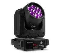 BeamZ Cobra 720 Cabeza Móvil LED Wash 7x20W, Foco Luz Proyector Movil con Zoom, 7 Gobos, Colores, Modo Auto, Master/Esclavo, Control por Sonido y DMX 512, Foco Luz Fiesta Discoteca con Efectos LED Dj