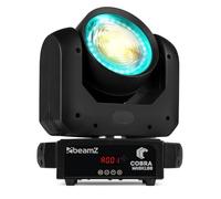 BeamZ Cobra Wash100 - Cabeza móvil LED 100W CW/WW con anillo LED RGB de 26 LEDs, DMX 19 canales, programas automáticos, estroboscopio, sonido, giro 540°, ligera y compacta para eventos
