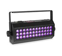BeamZ Flood 36UV Luz LED Negra con 36 leds de 3W ultravioleta, Juego de Luces, DMX, XLR, Control de Sonido, Pantalla LED, Función Estroboscópica, Ideal para Fiestas Temáticas, discoteca, eventos