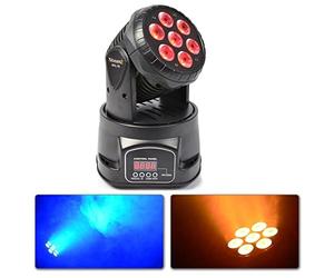 BeamZ MHL74 Mini Cabeza Móvil Wash 7 x 10W, DMX 7 o 12 Canales Quad LED, Luces Estroboscópicas Led, Baño de Color, Modos DMX y Auto, Función Maestro/Esclavo, Luz Fiesta Discoteca con Efectos Led Dj
