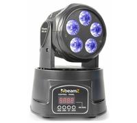 BeamZ MHL90 Mini Cabeza Móvil, 5 x 18W LED RGBW UV 6 en 1, con Modo DMX Controller, Automático, Control Musical, Maestro/Esclavo, Juego de Luces para Fiestas, Iluminación Escenarios, Efectos LED Dj
