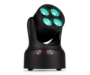 BeamZ NOVA420-BK - Cabeza móvil LED Wash con 4 LED RGBW 20W, DMX, estroboscopio y programas automáticos - Foco led movil compacto para luces discoteca profesional y fiestas, color negro