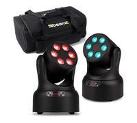 BeamZ NOVA68-BK - Pack de 2 cabezas móviles LED RGBW 6 x 8W con maleta, foco LED móvil con 16 canales DMX, proyector luz discoteca giratoria pan 540° tilt 270°, luces DJ profesionales, color negro