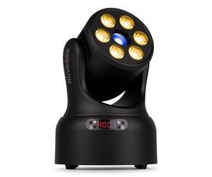 BeamZ NOVA68G-BK - Cabeza móvil LED RGBW 6 x 8W + 30W con gobo, foco LED móvil con 19/20 canales DMX, proyector luz discoteca giratoria pan 540° tilt 270°, luces DJ profesionales, color negro
