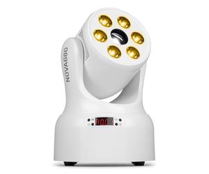 BeamZ NOVA68G-WH - Cabeza móvil LED RGBW 6 x 8W + 30W con gobo, foco LED móvil con 19/20 canales DMX, proyector luz discoteca giratoria con pan 540° tilt 270°, luces DJ profesionales, color blanco