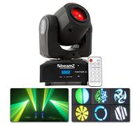 BeamZ Panther 25 Foco Luz Proyector Movil LED Spot 12W, Blanco, 7 Colores y 7 Gobos, Activado por Sonido, con Mando a Distancia, DMX y Autónomo, Luz Estroboscopica Discoteca, Conciertos, Eventos, Dj