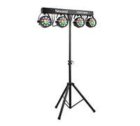 BeamZ Partybar3 Sistema de Luces DJ Controlado por Música o autónomo, DMX, 4 PARs RGB con Magic Balls - Accesorio de discoteca (Proyector láser para discoteca LED, RGB, 8 canales). Soporte Luces Disco