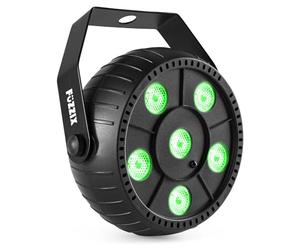 BeamZ PLP10 Foco Par con 6 leds de 2 W RGB (rojo/verde/azul), funciona con batería interna que se recarga vía USB, carcasa ligera construida en ABS, ángulo de HAZ 55º, modo automático o manual