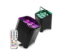 BeamZ Professional BBP59 - Pack de 2 Foco Par Led batería recargable IP65 9x12W RGBWA-UV, DMX inalámbrico EazyLink, mando, para foco pared luces fiesta luces dj y luces de discoteca - Color negro
