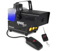 BeamZ Rage 600LED - Máquina de humo de 600w con Led, con 3 leds de 1W color ámbar, calentamiento rápido en 2 minutos y recalentamiento en 30 segundos, salida de 65m³ por minuto, mando a distancia