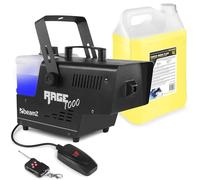 BeamZ RAGE1000 Máquina de Humo con 5 Litros de Líquido de Humo, 1000 Watt, Máquina de Humo, Máquina de Niebla, Doble Control Remoto (con y sin cable), Tanque de 0.5 Litros, Disco Fiesta DJs