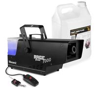 BeamZ RAGE1000SNOW Máquina de Nieve 1000W - Incluye 5L Líquido, Mando Inalámbrico + Con Cable, Boquilla Estrella, Tanque Iluminado LED, Efecto Invernal para Eventos, Fiestas o Après-ski