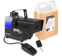 Beamz RAGE600 Máquina de Humo con 5 Litros de Líquido de Humo, 600 Watt, Fogger, Máquina de Niebla, Doble Control Remoto (con y sin cable), Tanque de 0.5 Litros, Disco Fiesta DJs