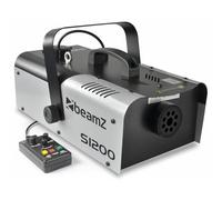 BeamZ S1200 MKII máquina de humo de 1200W, con tanque de 900ml. salida de 215m3 de humo por minuto, control remoto con cable de 3 metros con programador, sólida y fácil de transportar