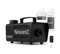 BeamZ S550 - Máquina de humo 550W, 50m³/min, depósito 250ml, control remoto, rápido calentamiento, indicador LED, incluye líquido de humo y limpieza, compatible con líquidos perfumados