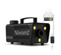 BeamZ S553L máquina de humo 550W con LEDs RGB y efecto estroboscópico, lista en 2,5 min, salida 50 m³/min, incluye 1L líquido de humo, compacta y portátil para fiestas y eventos