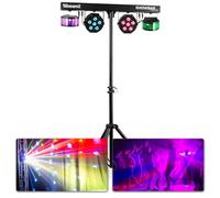 BeamZ SB02 Disco Light Party Light con Tripode, ShowBar Light System con Bateria Integrada, Sistema de Iluminacion Controlado por Musica, 2 Efectos de Luz Derby, 2 Focos PAR, Mando a Distancia