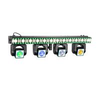 BeamZ ShowBar GO Edge - Barra con 4 cabezas móvil LED RGBW, proyector luz discoteca ritmo de sonido, luces DJ profesionales con soporte LS25A y control DMX, ideal para fiestas y eventos, color negro