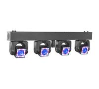 BeamZ ShowBar GO Shine - Barra cabeza móvil con 4 moving head RGBW 40W, anillos LED RGB, control DMX, modo sonido, iluminación discoteca profesional para DJs y eventos - Color negro